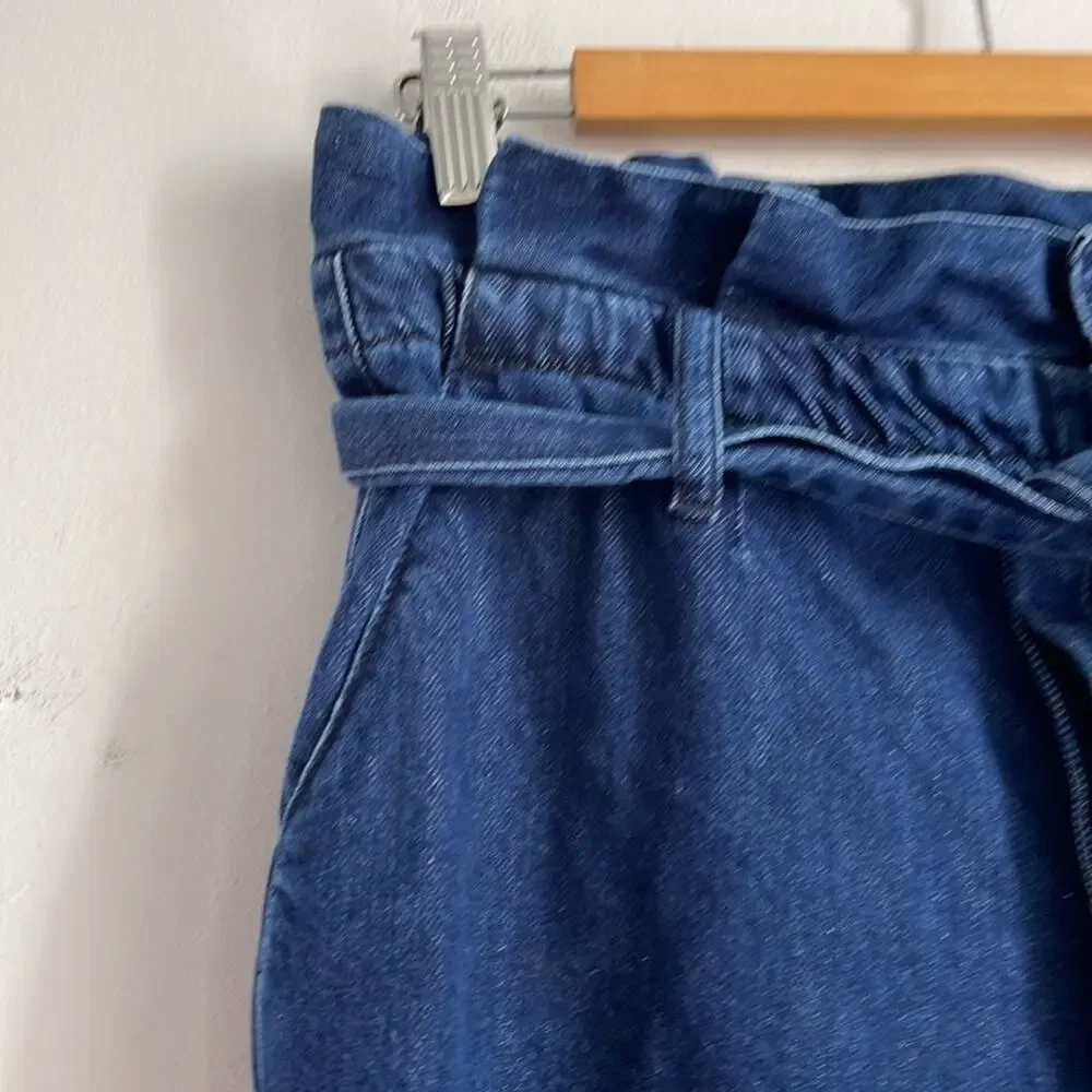 Boden Wide Leg Paperbag belted waisted hi rise Jean trouser pants sz 8 - Picture 3 of 8